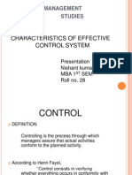 Characteristics of Effective Control System: Aculty OF Management Studies