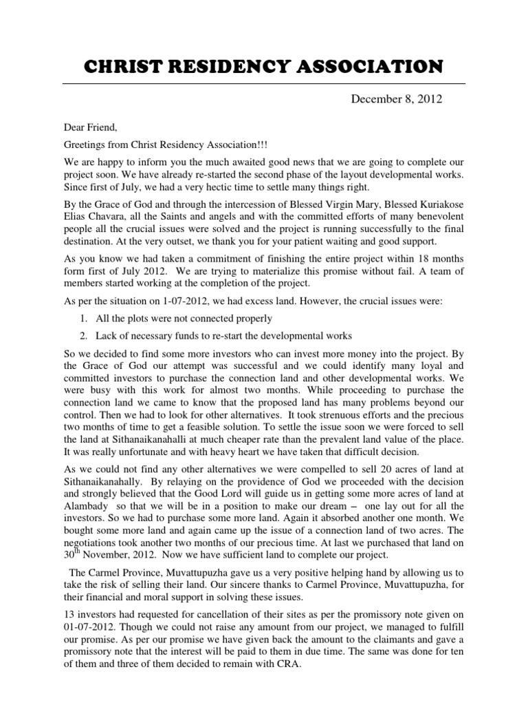 Christ Residency Malur December 2012 News Letter | PDF