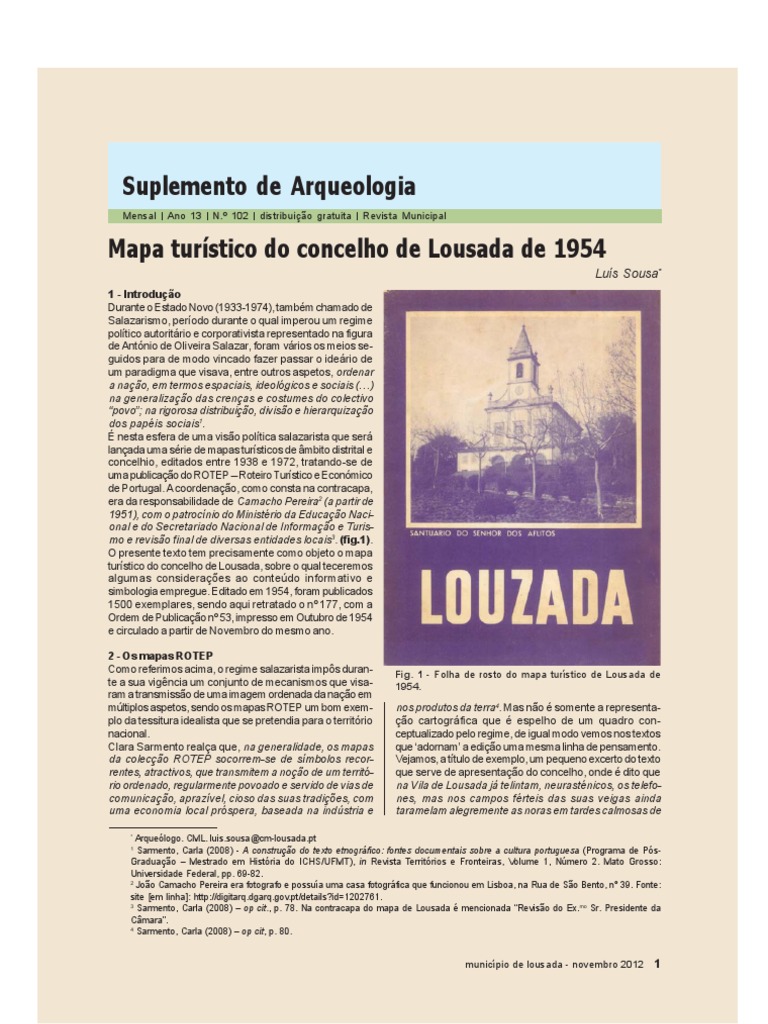 Mapa Turístico de Lousada (1954) | PDF | Turismo | Portugal