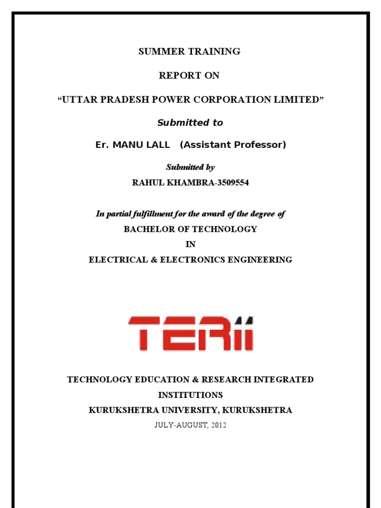 Summer Training Report: UPPCL 2012 | PDF | Computers | Technology ...