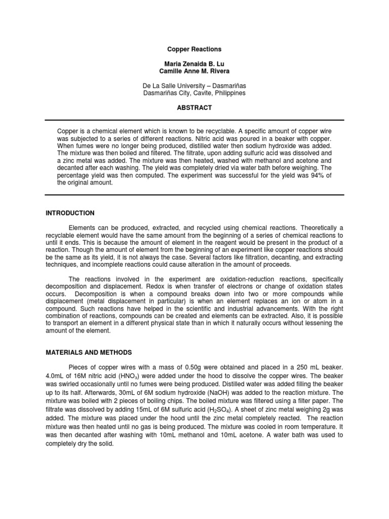 Copper reactivity image