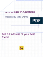 HR Manager PI Questions: Presented by Nikhil Sharma
