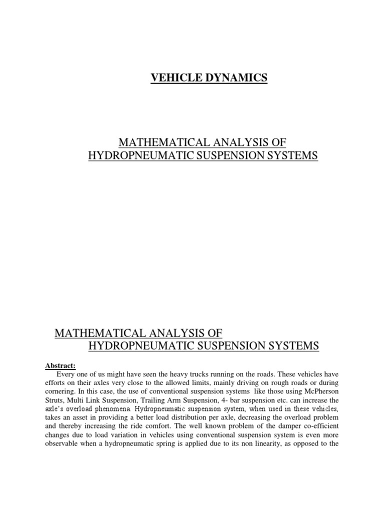 Mathematical Analysis of Hydropneumatic Suspension Systems Vehicle