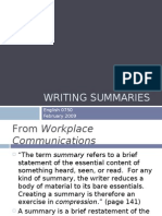 Writing Summaries: English 0750 February 2009