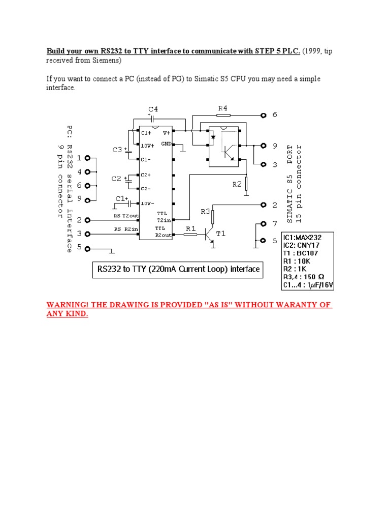 RS232 to TTY Interface for STEP 5 PLC | PDF | Computers