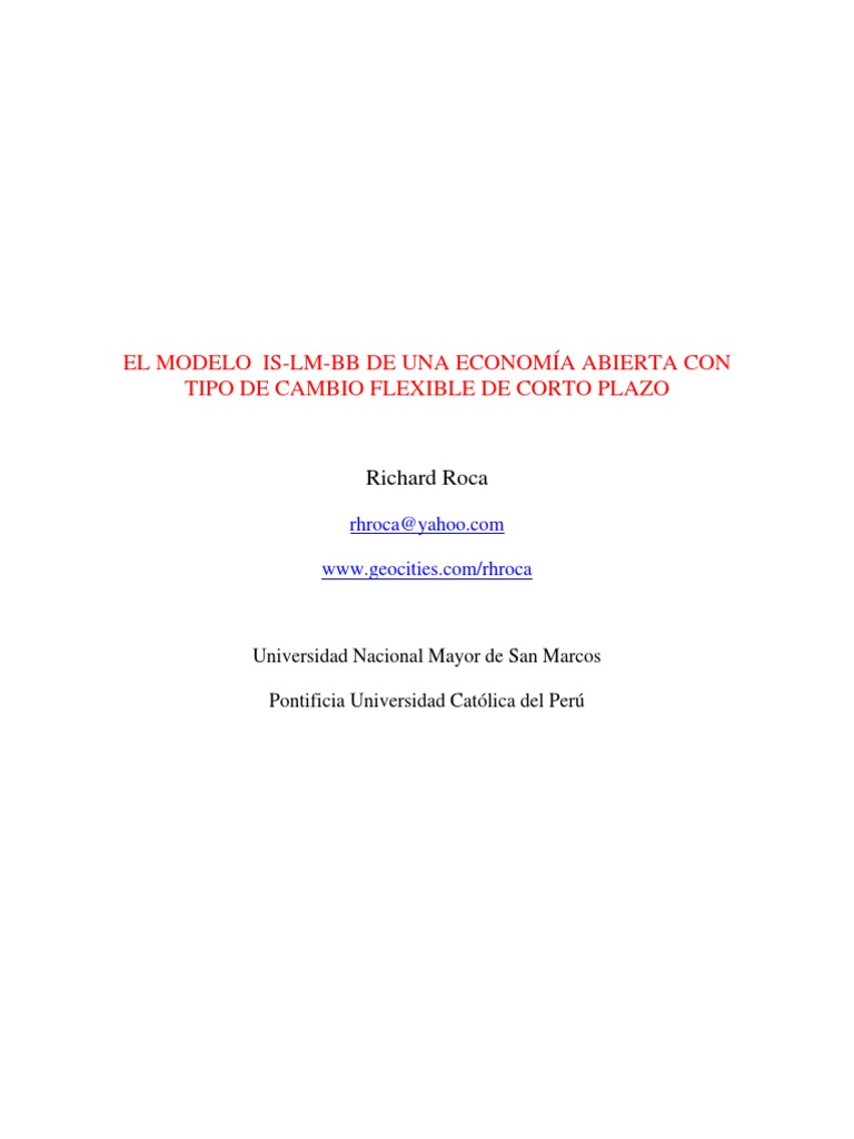 Modelo IS-LM-BB en Economía Abierta | PDF | Tipo de cambio | Negocios ...