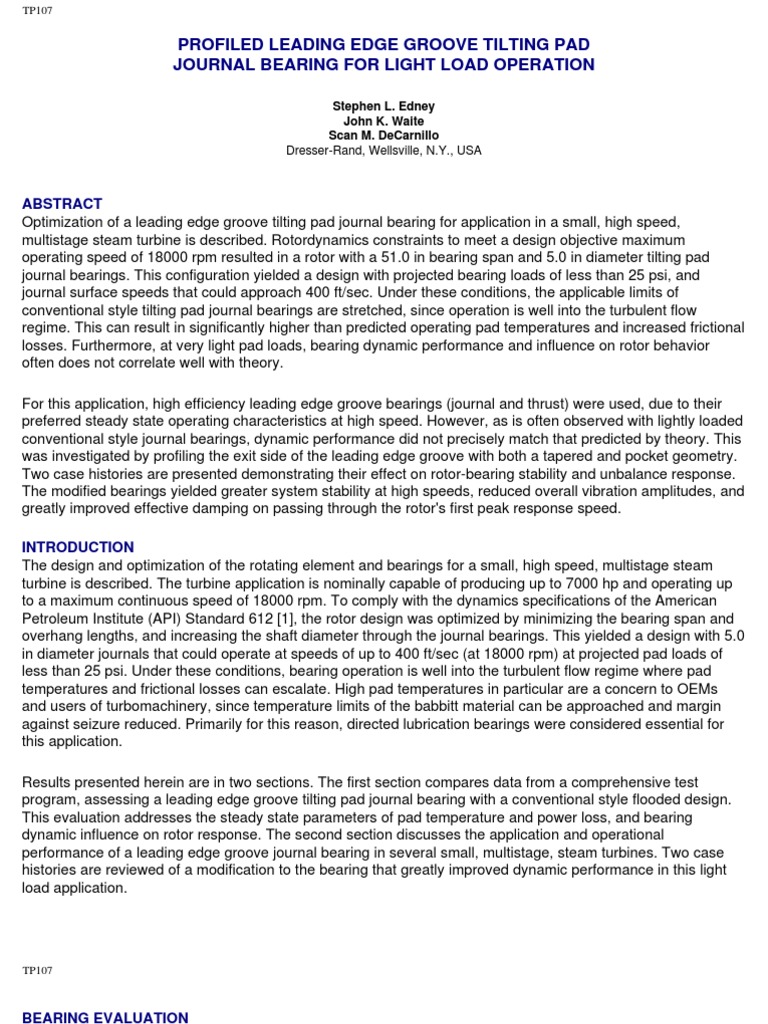 Tp107 Bearing Mechanical Turbine