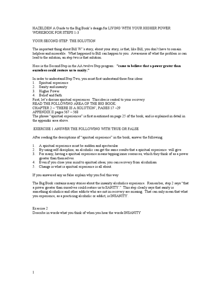 Hazel den step 2 | pdf | the big book (alcoholics anonymous) | alcoholism