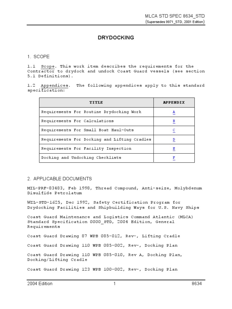 Coast Guard Vessel Drydocking Standards | PDF