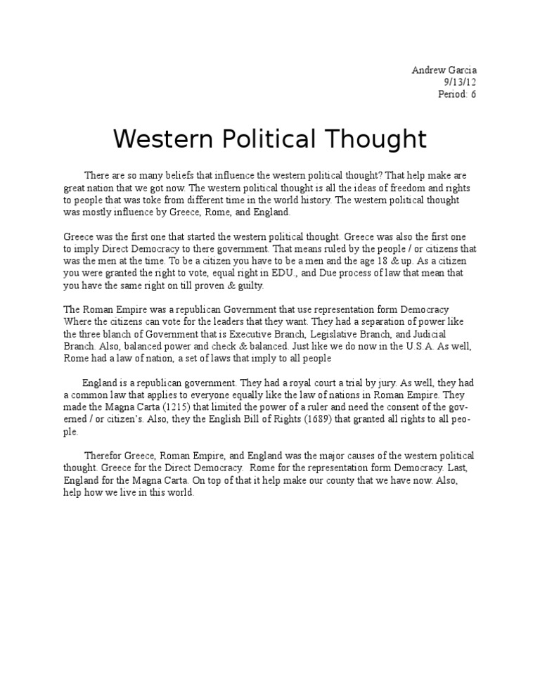 Foundations of Western Political Thought | PDF | Politics | History