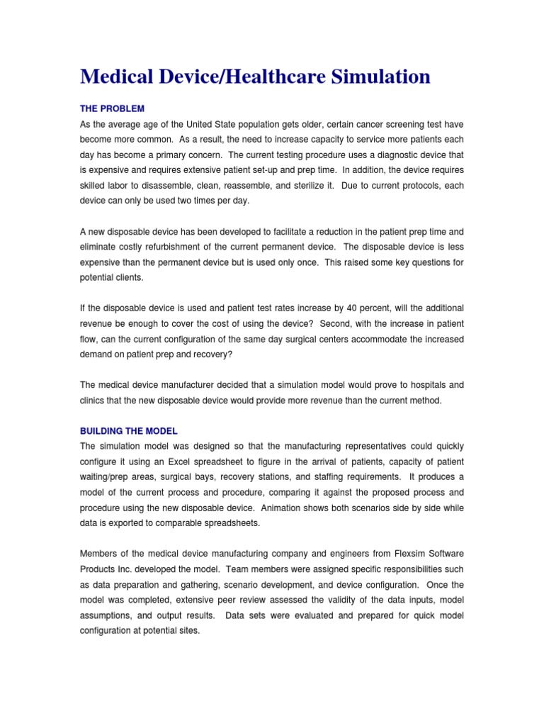 Hospital Case Study Flexsim | PDF | Medical Device | Simulation