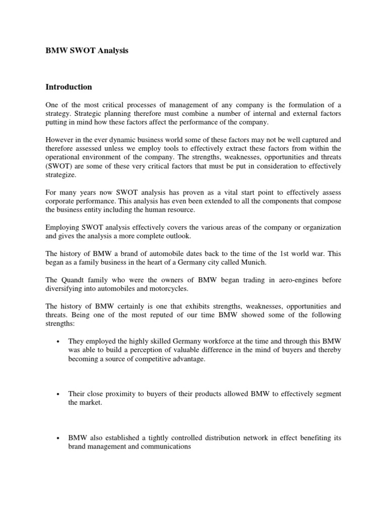Bmw swot analysis 2013 picture