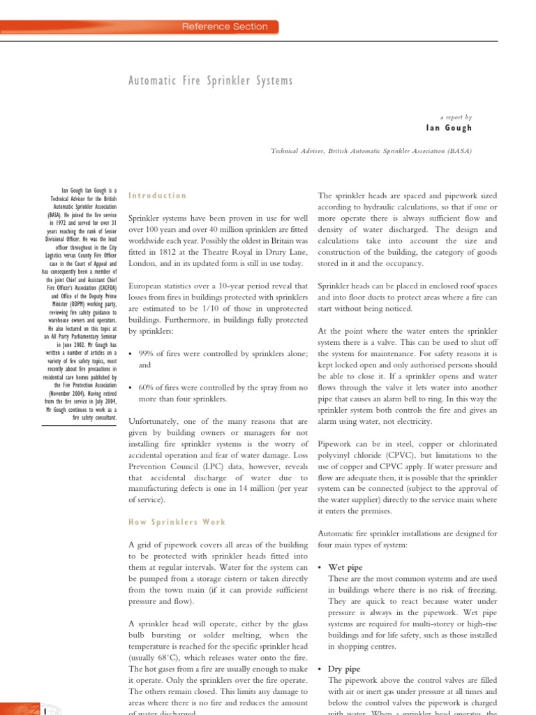 Automatic Fire Sprinkler Systems Overview | PDF | Fire Sprinkler System ...