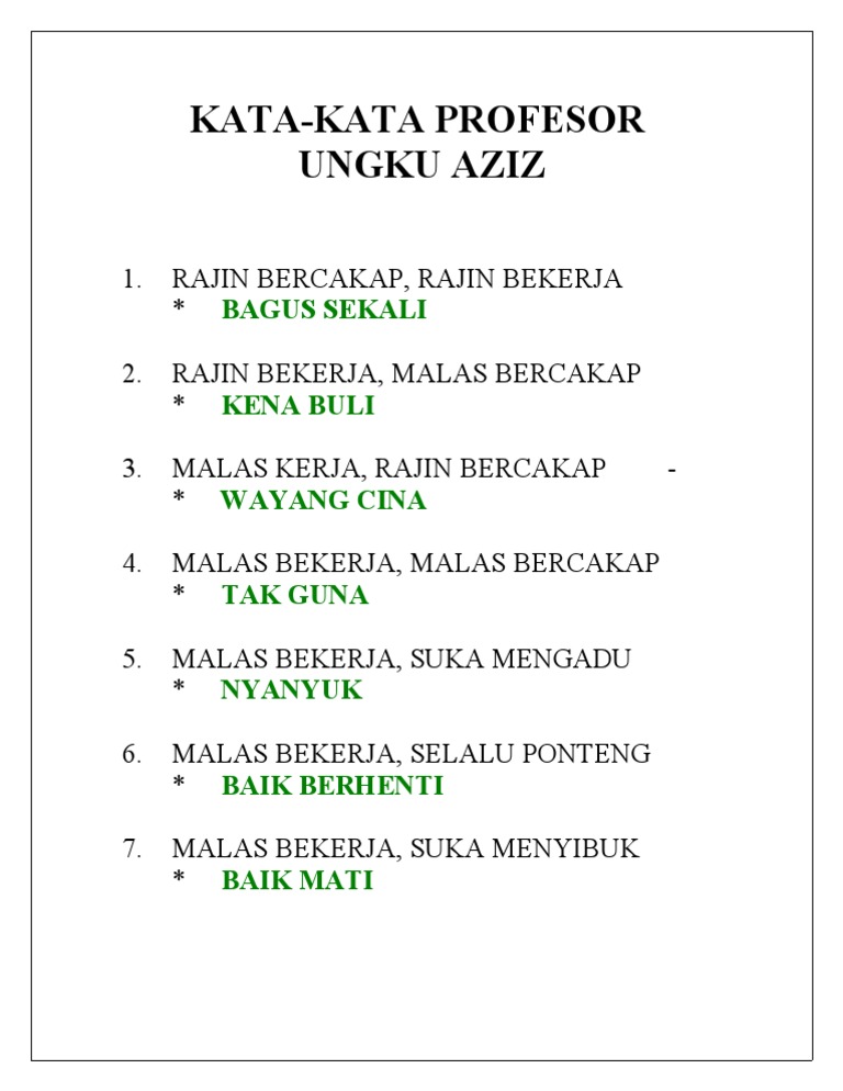 KATA Ungku Aziz | PDF