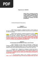 Projeto de Lei p/ Regulamentar Festas e Eventos em Viçosa - Comentado