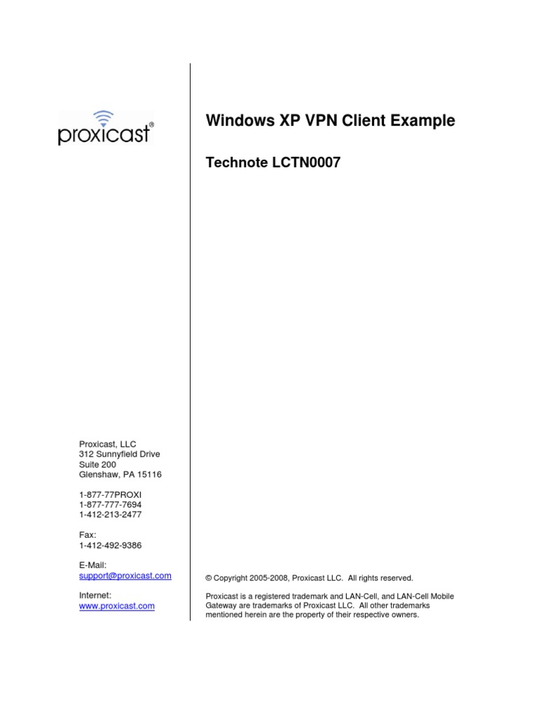 LCTN0007 Windows XP VPN Client Example | PDF | Virtual Private Network