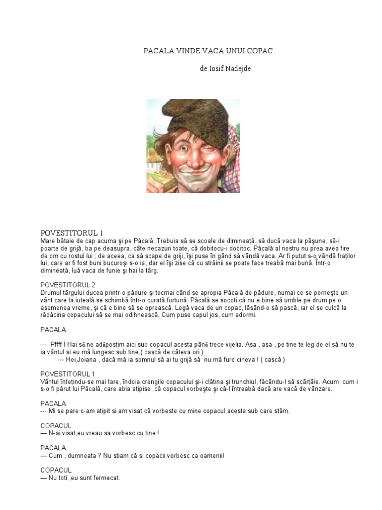 Pacala Vinde Vaca Unui Copac | PDF
