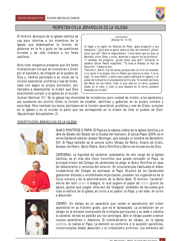 Jerarquía de la Iglesia Católica | PDF | obispo | Papa
