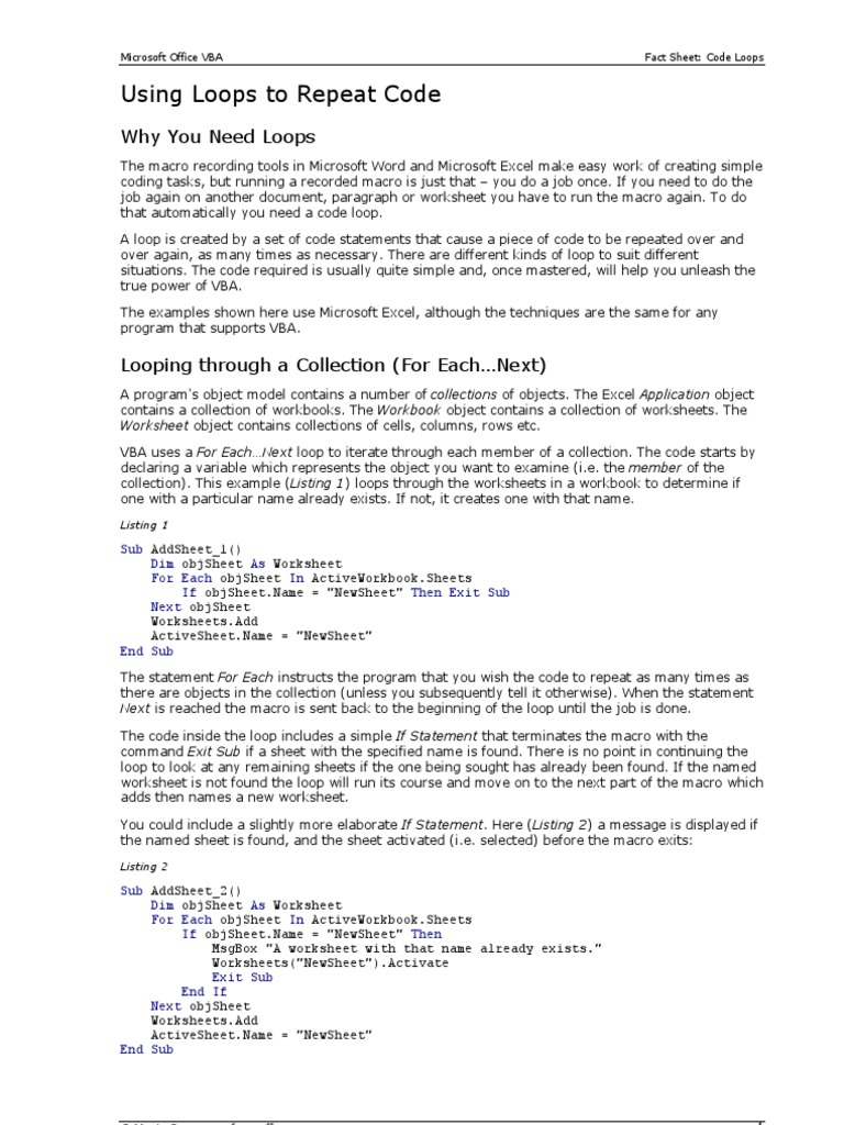 Excel VBA Loops | PDF