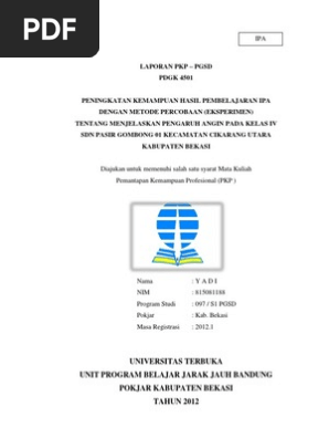 Contoh Laporan Pkp Ut 2012 Ipa Kelas Iv