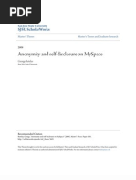 Download ANONYMITY AND SELF-DISCLOSURE ON MYSPACE by George Retelas SN11633286 doc pdf