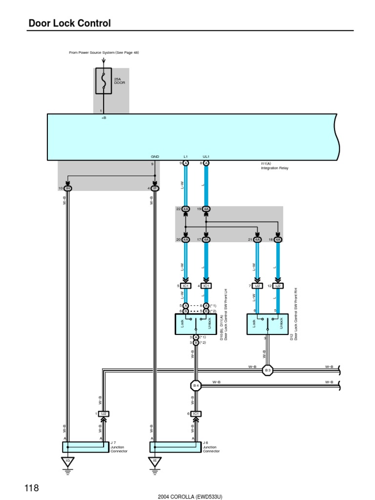 2004 Corolla Electrical Diagram Door Lock Control Lock (Security