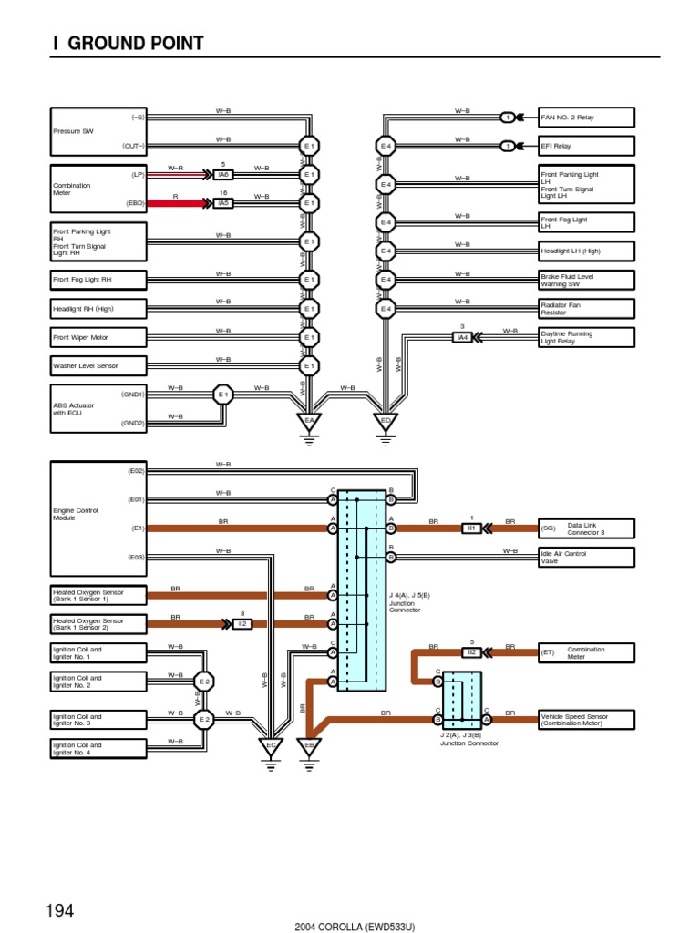 2004 Corolla Electrical Diagram -Grounding Points | Ignition System