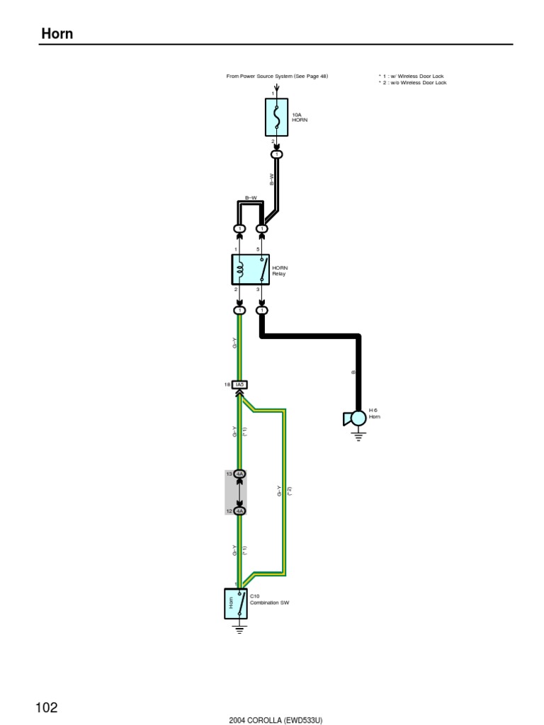 2004 Corolla Horn Wiring Diagram PDF