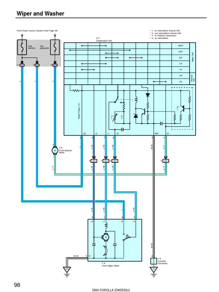 2004 Corolla Wiper and Washer Electrical Diagram Machines