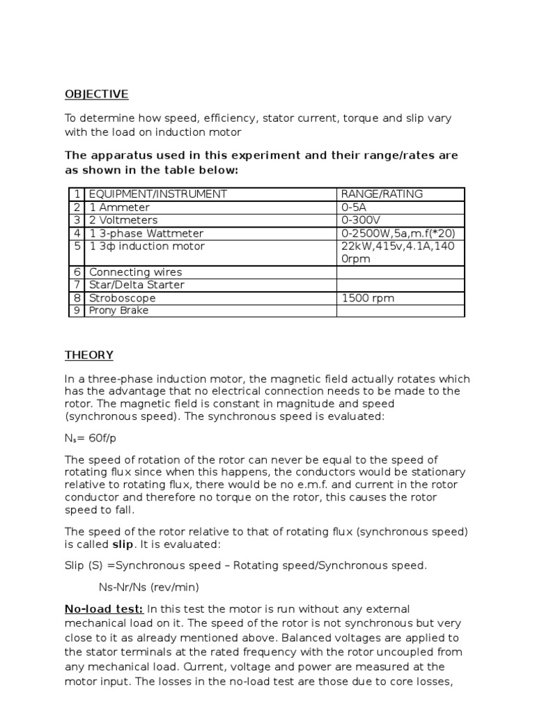 Induction Motor Load Analysis Results | PDF | Electrical Equipment ...