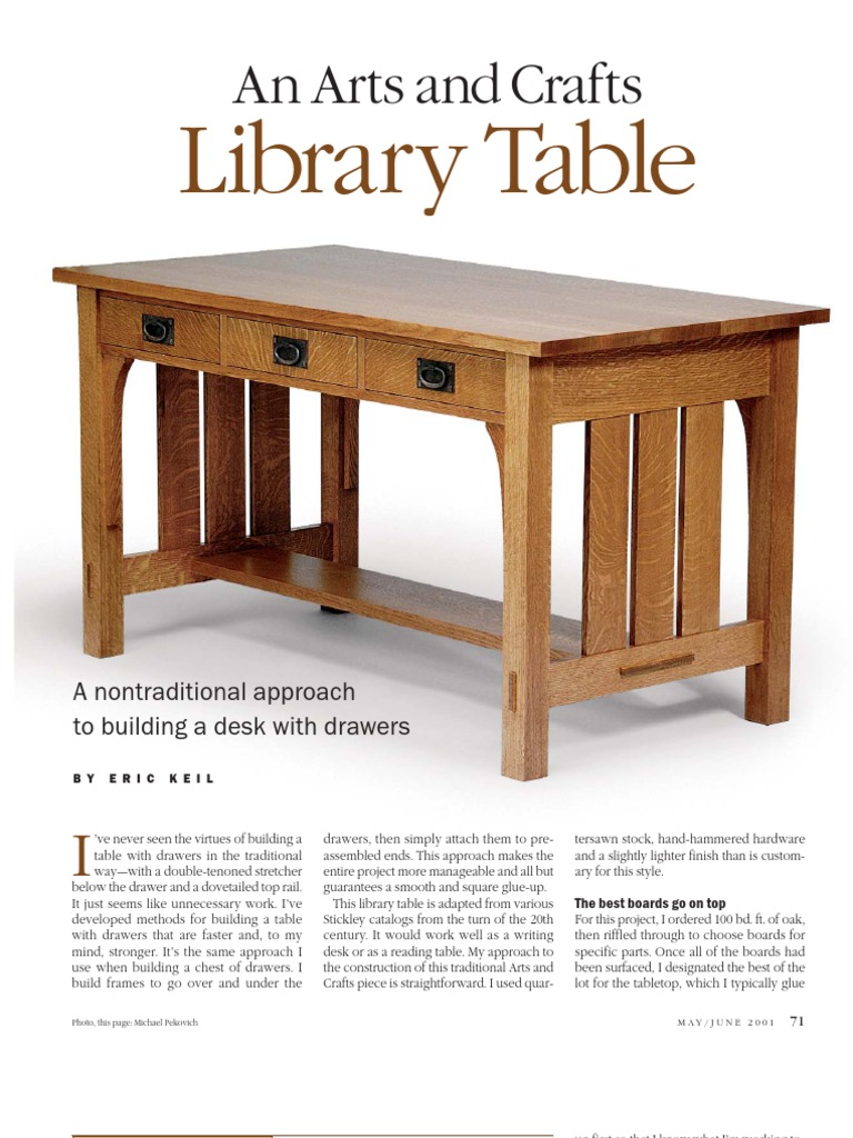 Woodworking - Plans - Library Table Woodworking Industrial Processes