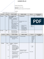 Procedures Timing Teacher's Activities Students' Activities Resources Possible Difficulties/ Questions Warm-Up 5 Min Matching"