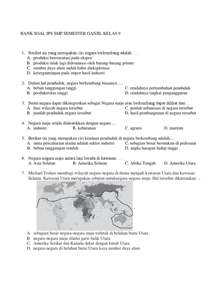 BANK SOAL IPS SMP SMT GANJIL KLS 9