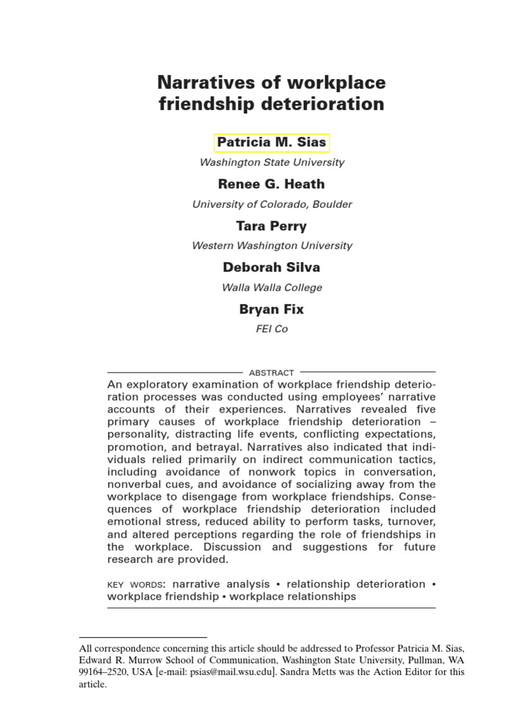 Ending Friendships at Work | PDF | Friendship | Narrative