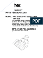 Brother Fax 910, 920, 921, 930, 931, 940, 945, MFC-925, 970, 985mc Parts Manual