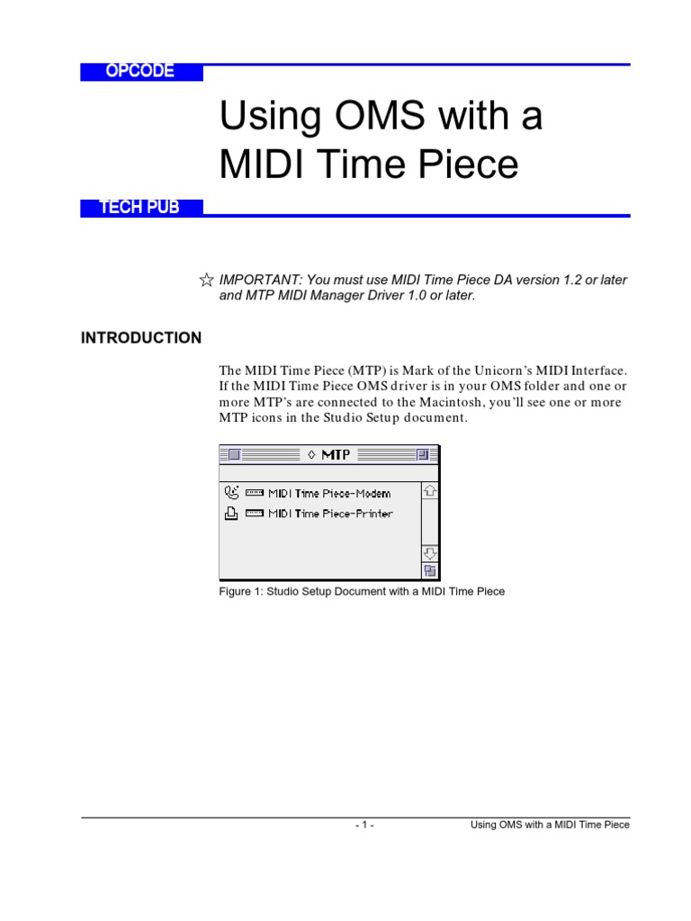 OMS Setup for MIDI Time Piece | PDF | Device Driver | Routing