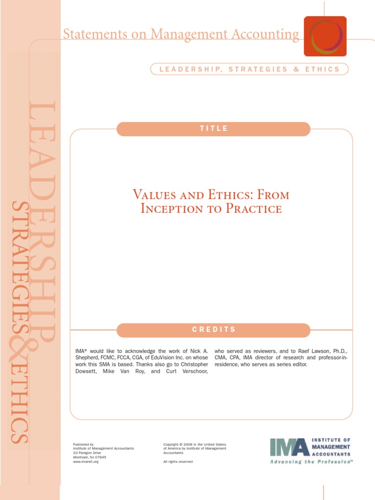 Values and Ethics From Inception To Practice | PDF | Leadership ...