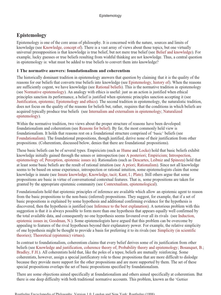 Understanding Epistemology: Knowledge Basics | PDF | Epistemology ...