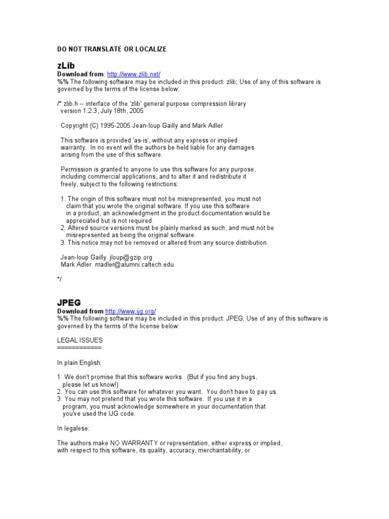 Third Party License | PDF | Source Code | License