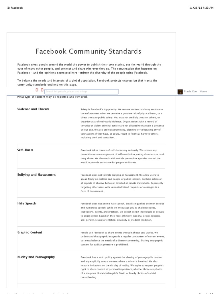 Facebook Community Rules | PDF | Facebook | Self Harm