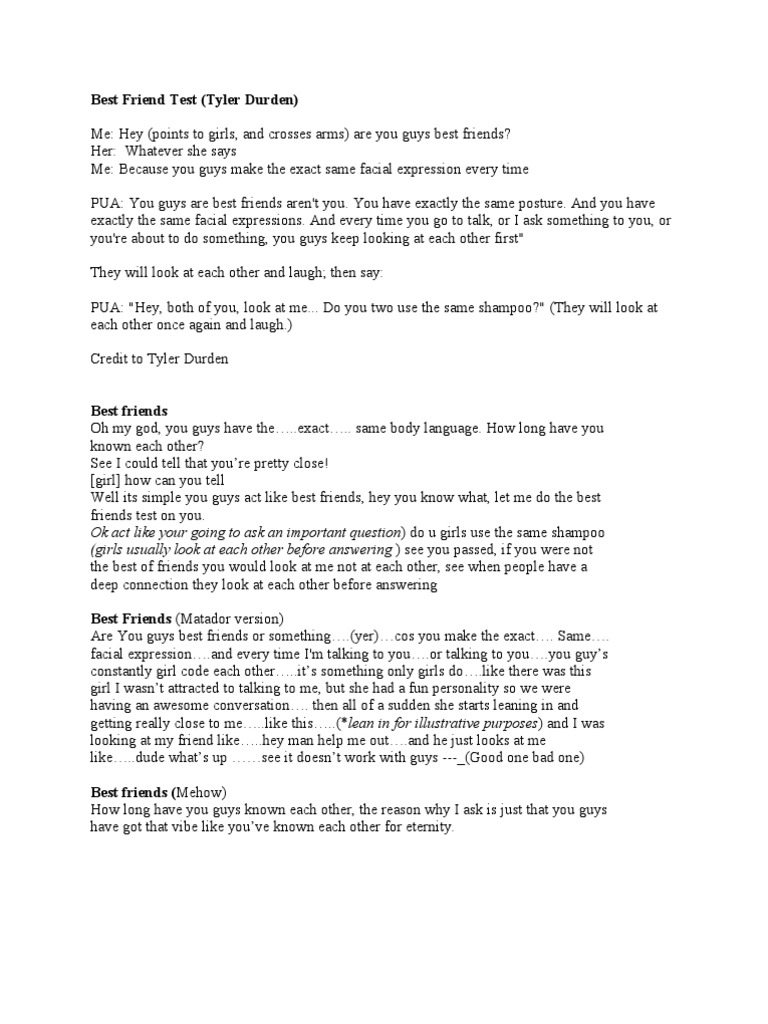 Best Friends Test Explained | PDF