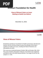 Views of Missouri Voters on Issues Relating to Health Care Reform