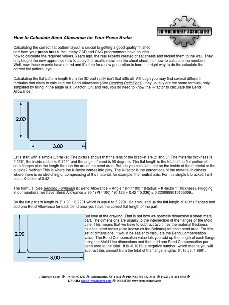 How To Calculate Bend Allowance For Your Press Brake PDF Teaching