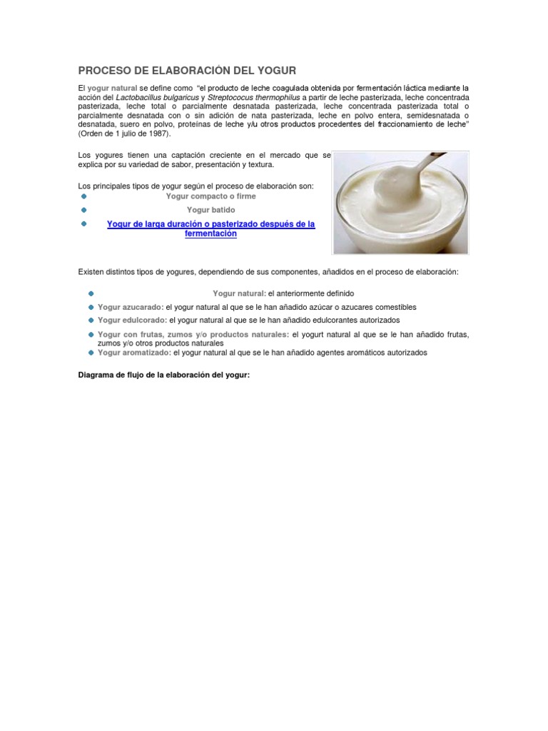proceso de elaboracion de yogur Yogurt Milk