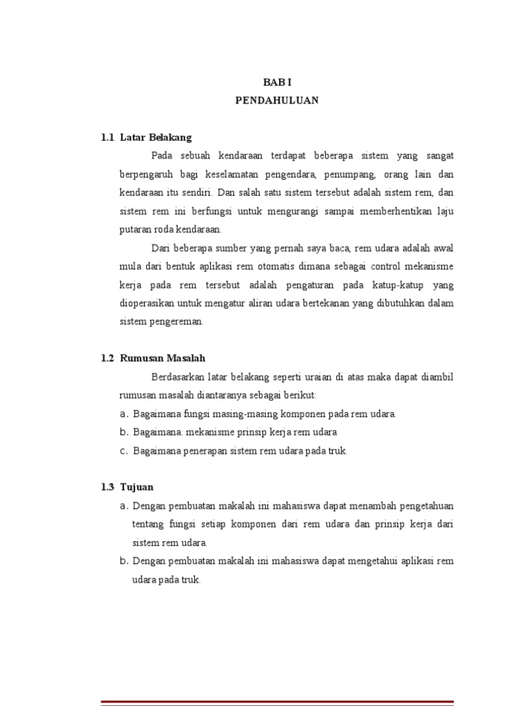 Sistem pengereman kendaraan ringan otomotif