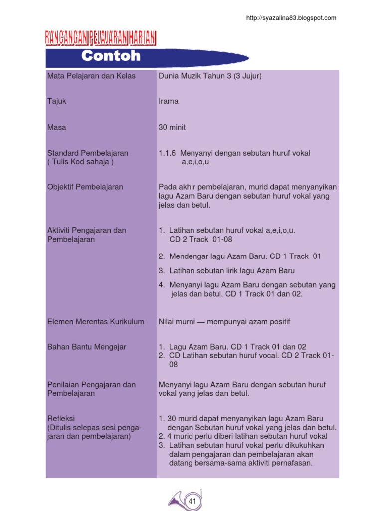 RPH Dunia Muzik Tahun 3 KSSR  PDF