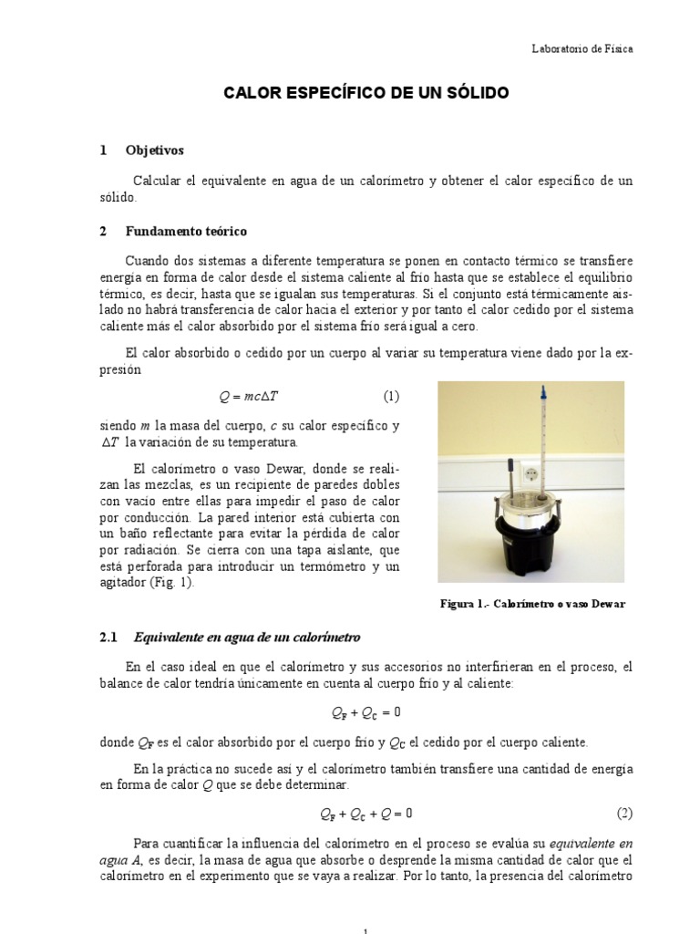 Medida del calor específico de un sólido Heat
