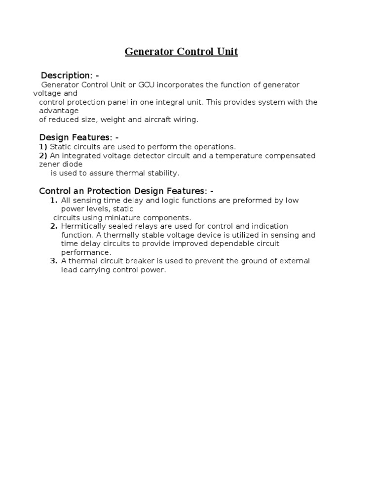 Generator Control Unit Overview | PDF