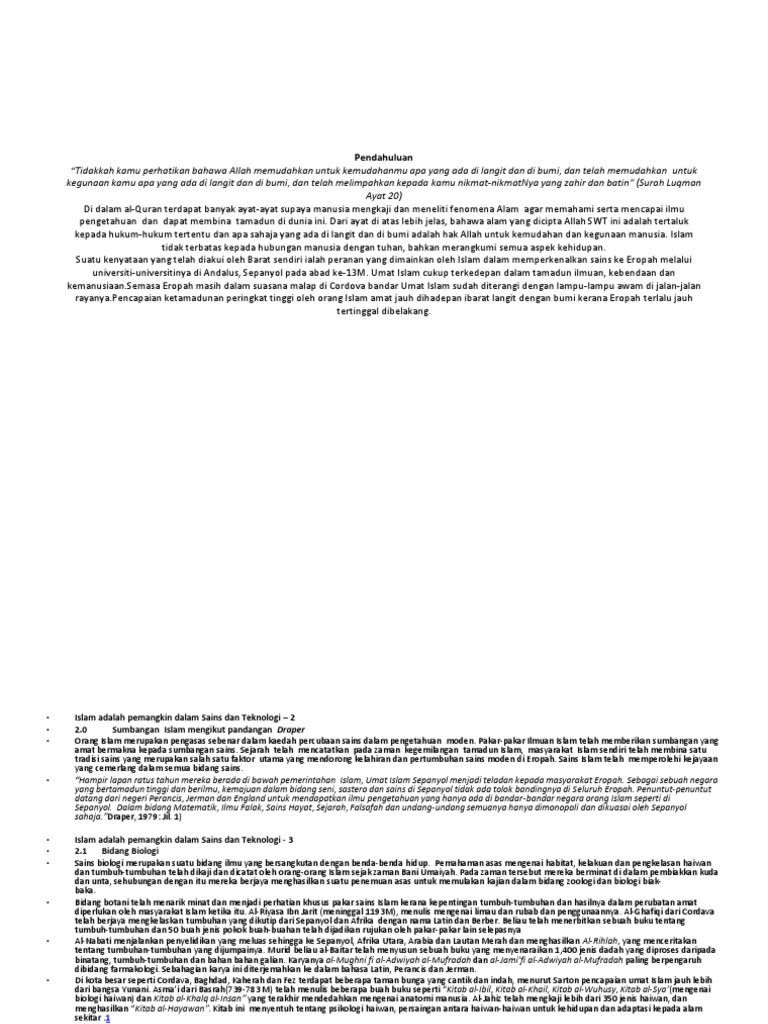 Islam Pemangkin Sains Dan Teknologi Pdf