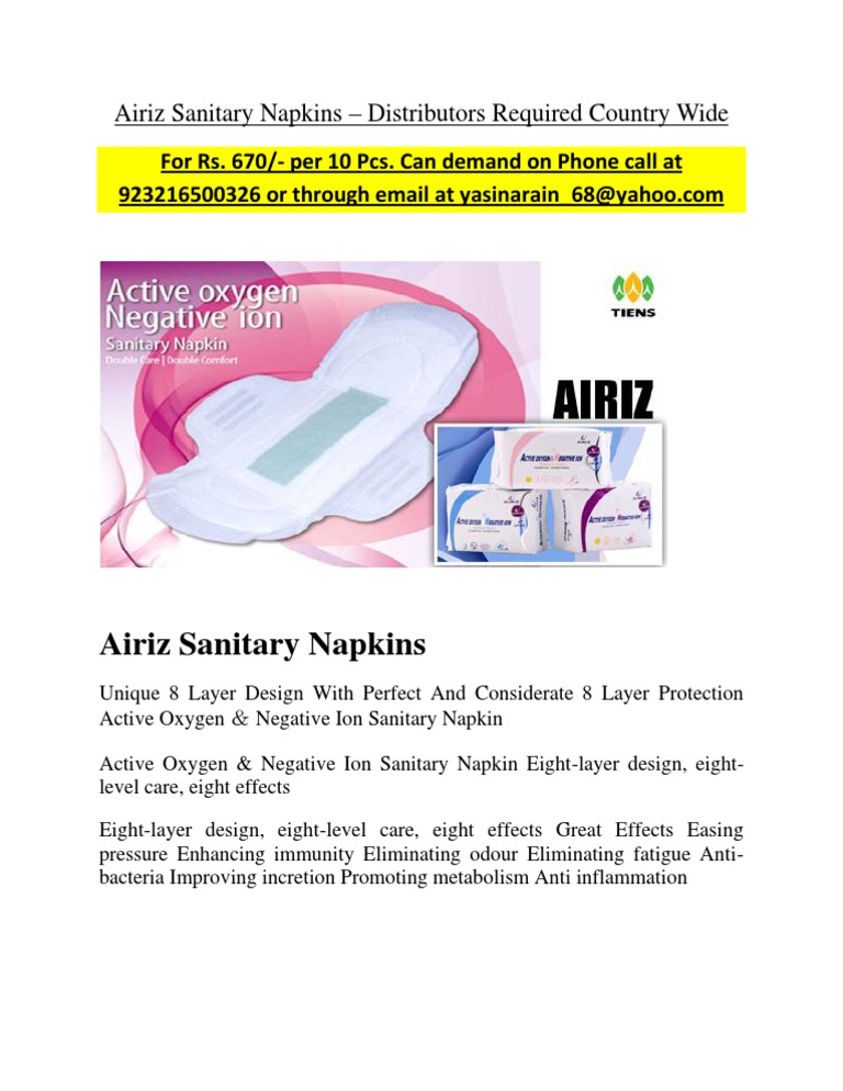 Airiz Sanitary Napkins PDF
